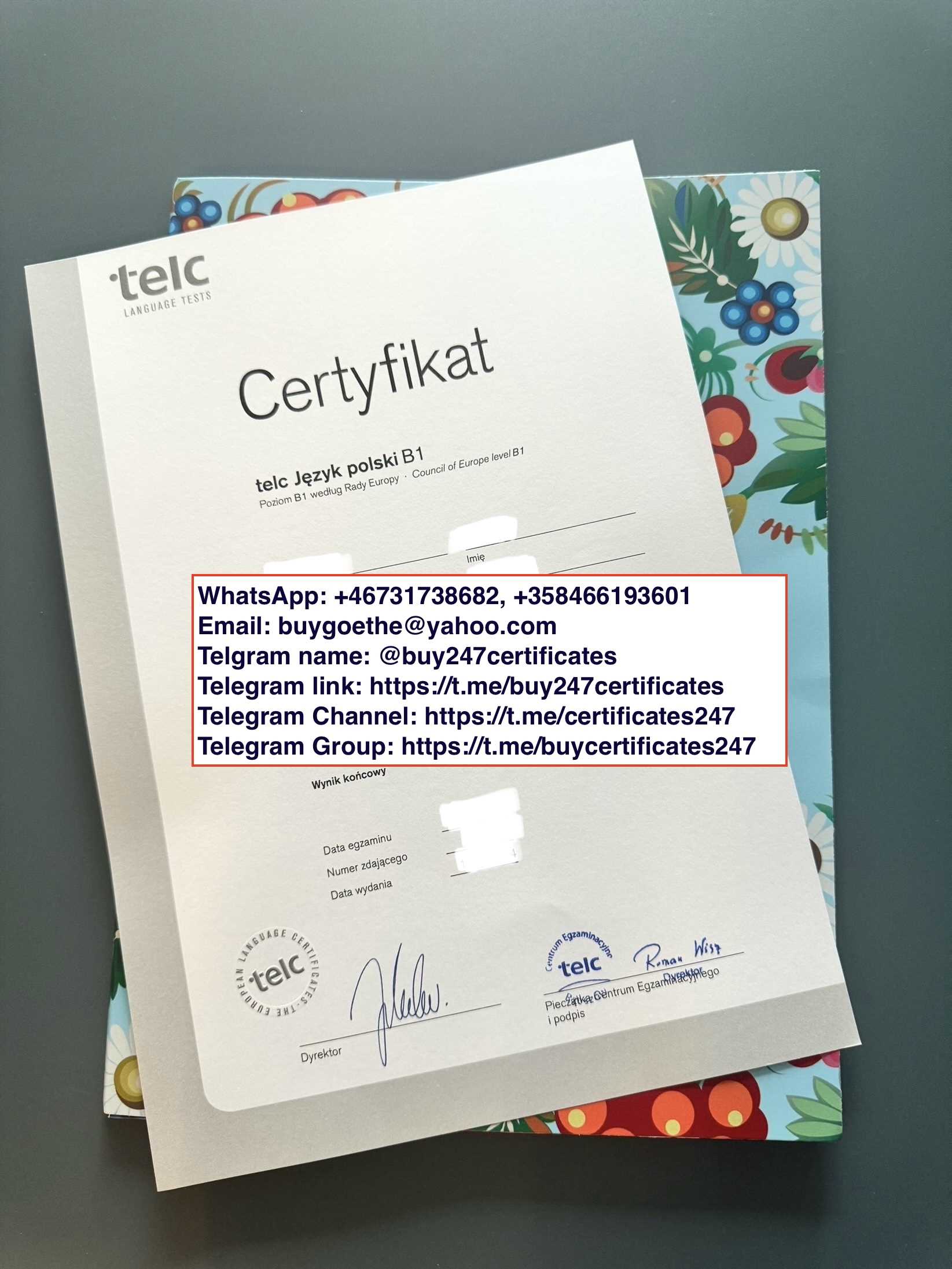 WhatsApp: +46731738682, +358466193601. Get Genuine Goethe, Telc, TestDAF, ÖSD, DSH A1, A2, B1, B2, C1, C2 Certificates Online