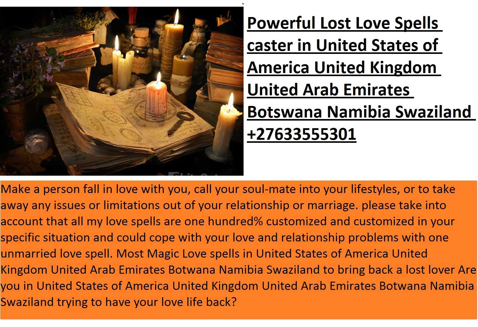 Genuine spell caster guaranteed lost love spells instant results marriage bring back ex lost partner+27633555301 USA