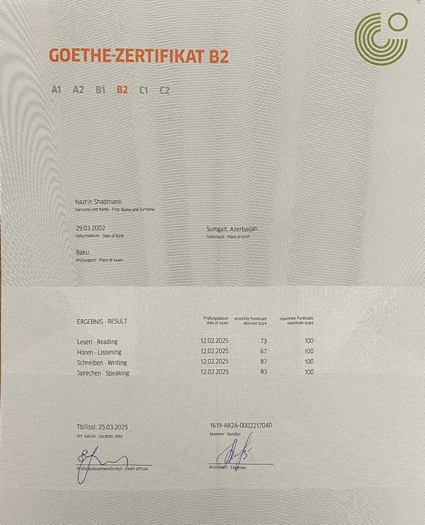 Buy GOETHE certificate a1, a2, b1, b2, c1, c2 online